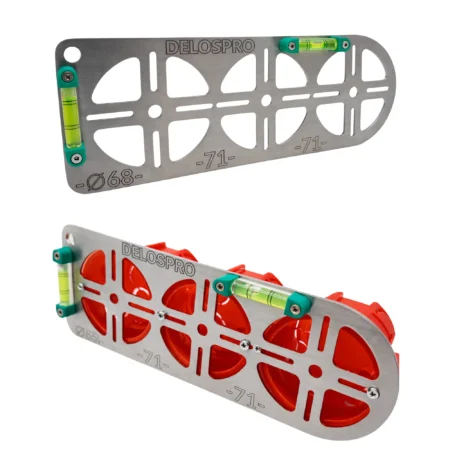 Szablon do wymiarowania 3 puszek 68 mm rozstaw 71 mm ze stali nierdzewnej