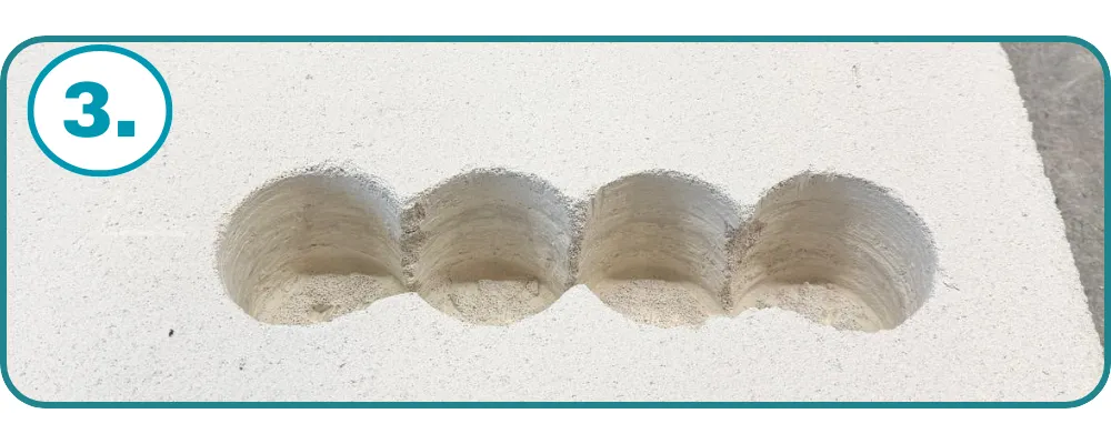 Wywiercone otwory pod puszki 68 mm w ścianie – sprawdzenie głębokości i przygotowanie otworów