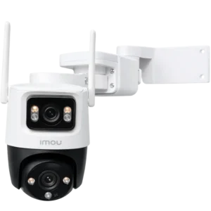 Uchwyt narożny do kamer Imou montowany na narożniku elewacji