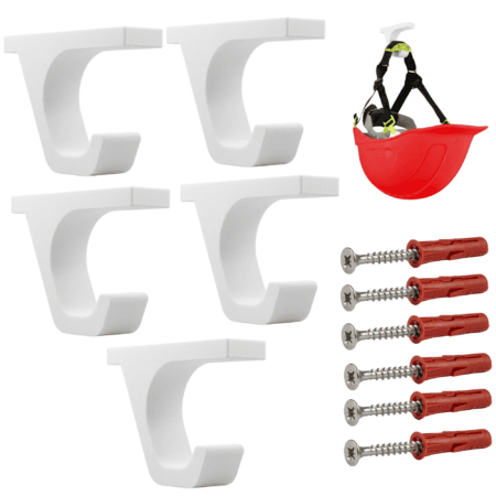wieszak na kask budowlany biały zestaw 5 uchwytów na kaski bhp