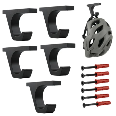 uchwyt na kask rowerowy MTB czarny zestahak na kask rowerowy MTB czarny uchwyt ścienny w 5 sztuk hak ścienny na kaski rowerowe
