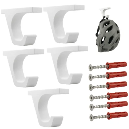 wieszak ścienny na kask rowerowy MTB biały zestaw 5 szt